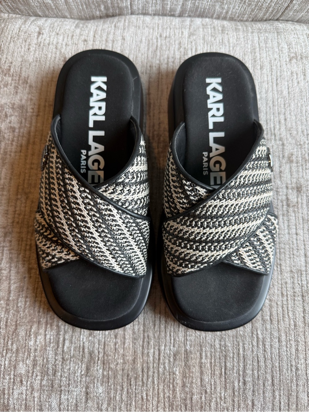 Karl Lagerfield Paris Ophelia woven slip on platform sandals